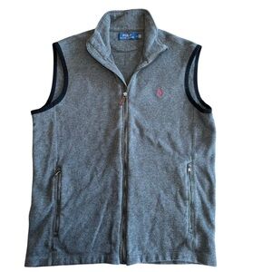 Polo Ralph Lauren Men’s Gray Full Zip Sweater Vest Size M Cotton Mock Neck